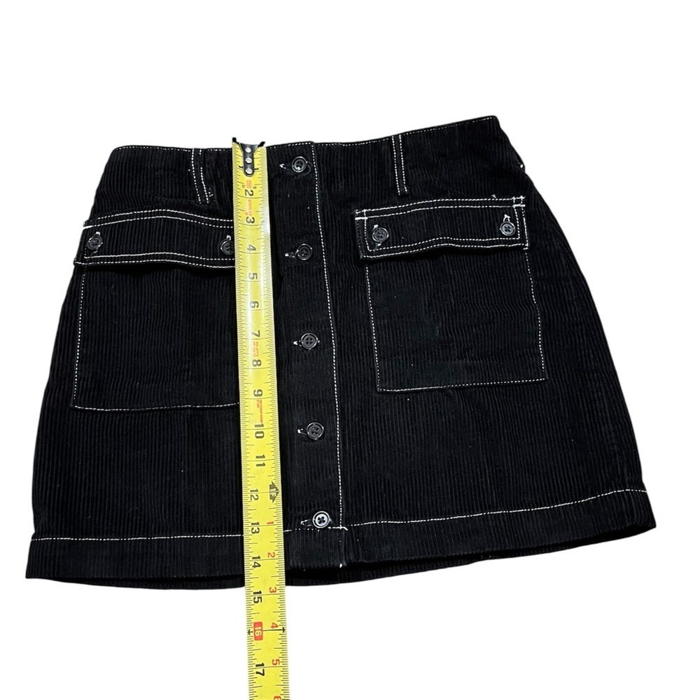 BDG Black Corduroy Skirt with White Stitching - Picture 7 of 9